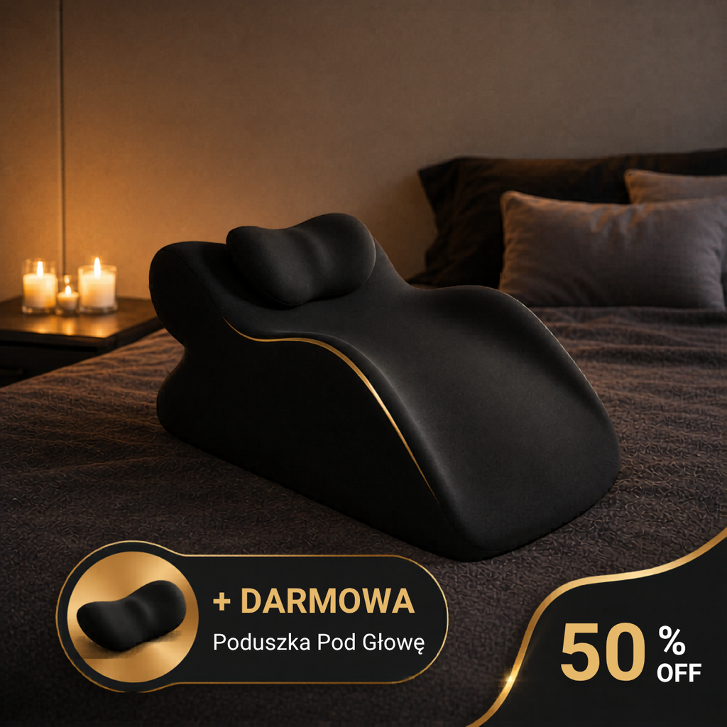 BedBuddy™ czarna ergonomiczna poduszka intymna na łóżku — w zestawie darmowa poduszka pod głowę